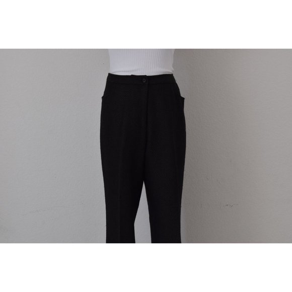 Vintage 90s Black &‎ Green Wool Lined Trousers size 12 | 32 waist - Picture 5 of 10